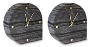 Set of two Ashley Furniture Janmour table clocks, stylish tabletop accessories with modern design and clear clock faces.
