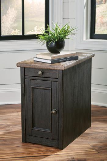 Ashley Furniture Tyler Creek End Table Set featuring two wooden tables with a modern design and natural finish.