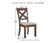 Ashley Moriville dining chair with upholstered seat and wooden legs, showcasing a classic design for modern dining rooms.