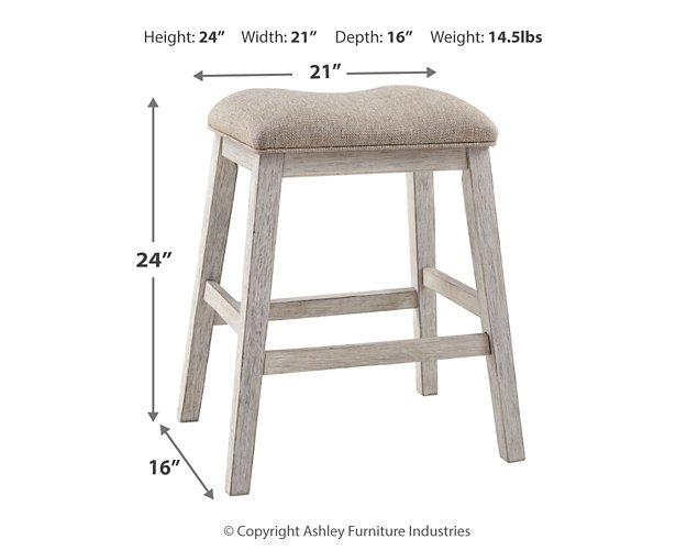 Ashley Furniture Skempton counter height dining set with barstools, featuring wooden seats and metal frames for a modern look.