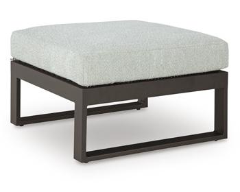 Outdoor Ashley Furniture Beachloft outdoor seating set with cushioned chairs and table on patio, perfect for relaxing outdoors.