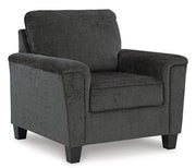 Ashley Furniture Erinslane living room set featuring a sofa, loveseat, and armchair with neutral upholstery and modern design.
