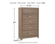 Ashley Furniture Culverbach chest of drawers with dark wood finish, featuring multiple drawers and classic design.