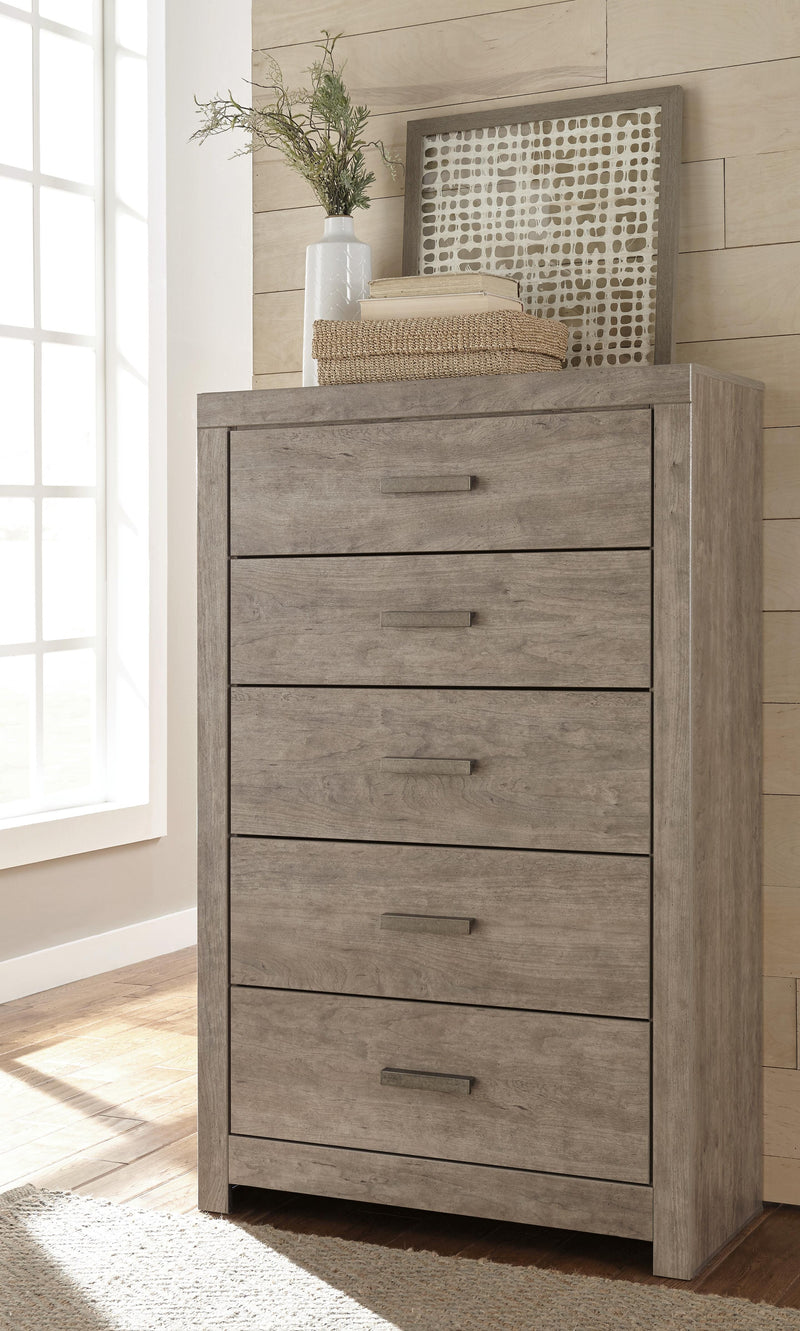 Ashley Furniture Culverbach Chest of Drawers in dark wood finish, featuring multiple drawers and classic design.