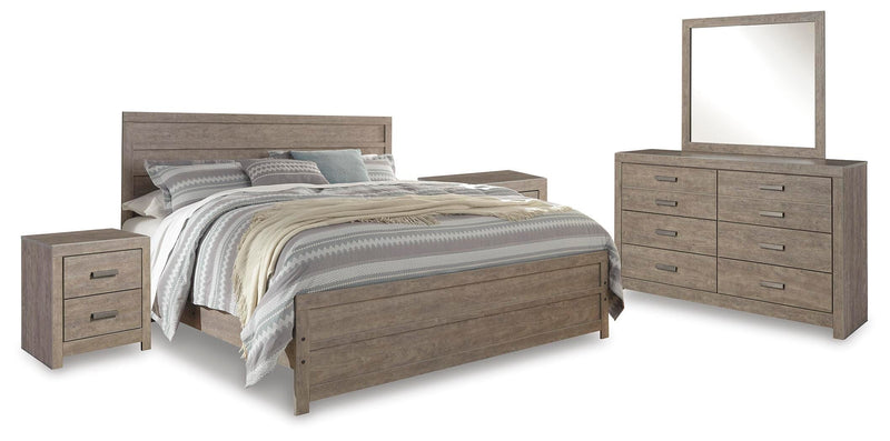 Ashley Furniture Culverbach youth bedroom set featuring a bed, nightstand, and dresser in a modern design with a dark finish.