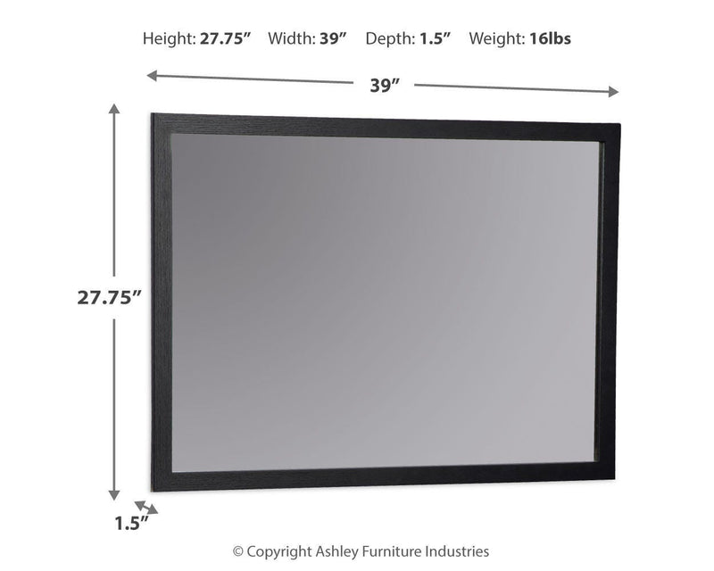 Ashley Furniture Danziar bedroom mirror with a sleek rectangular design and a sturdy frame, perfect for modern bedroom decor.