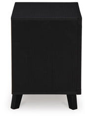 Ashley Furniture Danziar nightstand with a sleek wood finish and modern design, featuring drawer and side storage.