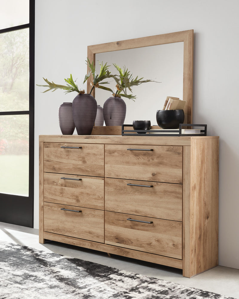 Hyanna dresser and mirror set by Ashley Furniture featuring a modern wooden dresser with a matching mirror and sleek design.