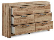 Ashley Furniture Hyanna dresser and mirror set, featuring a stylish wooden dresser with a matching mirror, open-angle view.