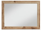 Ashley Furniture Hyanna dresser and mirror set with a sleek wood finish, featuring spacious drawers and a matching wall mirror.