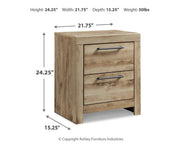 Ashley Furniture Hyanna Nightstand with modern design, featuring a dark wood finish and sleek drawer handles.
