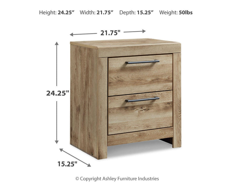 Ashley Furniture Hyanna Nightstand with modern design, featuring a dark wood finish and sleek drawer handles.