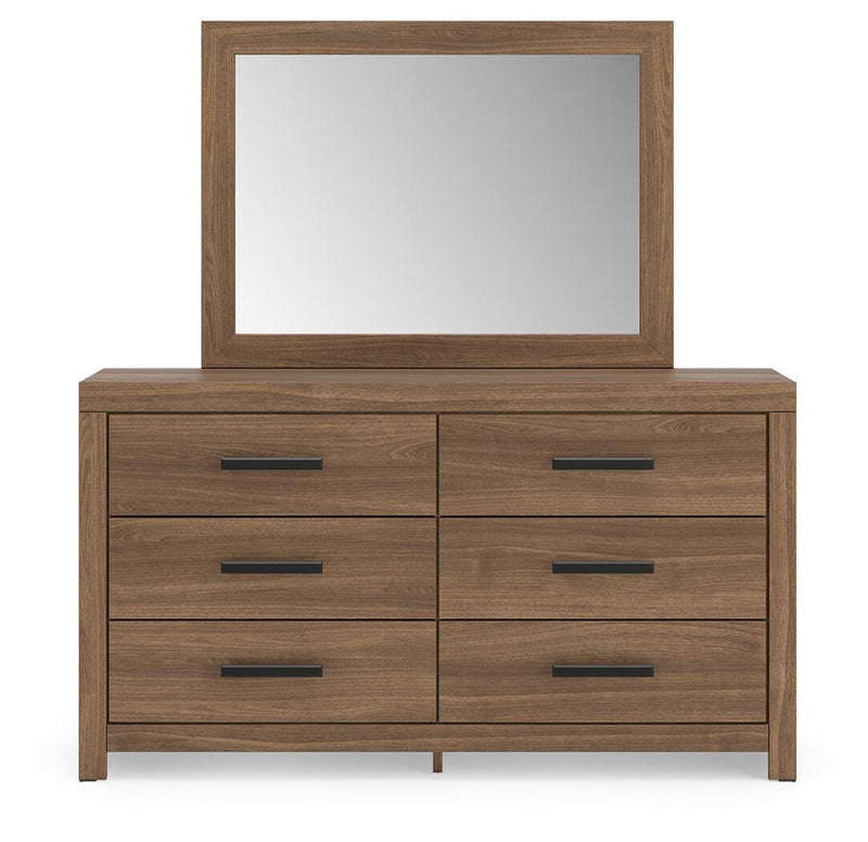 Ashley Furniture Broachmyn dresser with matching mirror, featuring a sleek wooden finish and modern design.