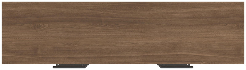 Ashley Furniture Broachmyn dresser and mirror set, wood finish with drawer handles, shown with the mirror attached.