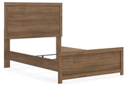 Ashley Furniture Broachmyn Bed with a stylish wooden frame and headboard, shown from an angled side view.
