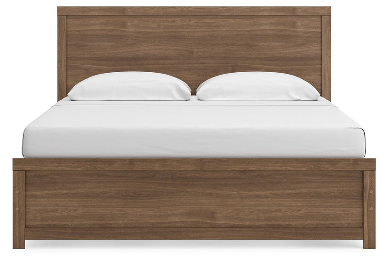 Ashley Furniture Broachmyn Bed with a headboard featuring a sleek, modern design and dark wood finish.