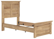 Ashley Furniture Makidern Bed with a modern wooden frame and sleek design, shown from an angled side view.