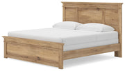 Ashley Furniture Makidern Bed with a stylish wooden frame and headboard, shown from an angled side view.