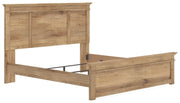 Ashley Furniture Makidern bed with a modern wooden frame and clean lines, shown from an angle with a neutral room background.