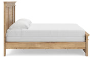 Ashley Furniture Makidern Bed showing a modern wooden bed frame with clean lines and a neutral finish.