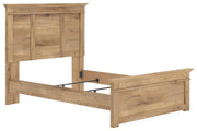 Ashley Furniture Makidern Bed with a modern design, featuring a sleek wooden frame and neutral bedding in a stylish bedroom setting.