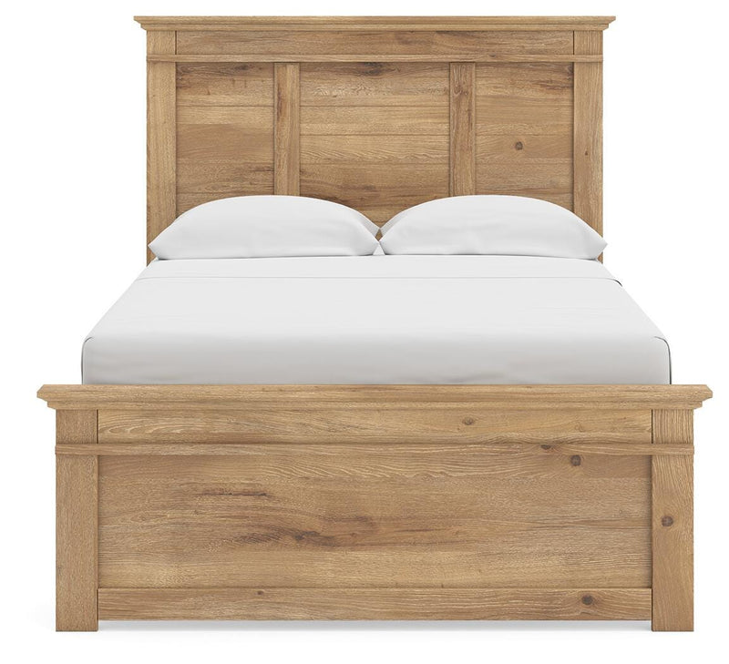 Ashley Furniture Makidern Bed with a sleek headboard and modern design, shown in a head-on view.