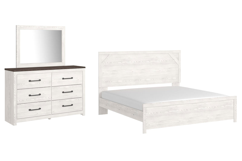 Ashley Furniture Gerridan bedroom set with a modern bed frame, matching nightstands, and dresser in a stylish bedroom setup.