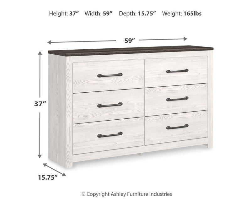Ashley Furniture Gerridan Dresser with multiple drawers and a dark wood finish, showcasing a modern and functional bedroom storage solution.
