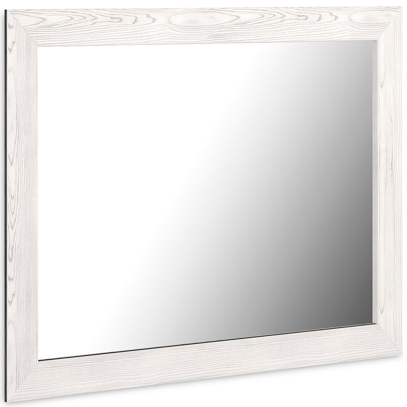 Ashley Furniture Gerridan bedroom mirror with a sleek, modern design, angled view showing its elegant frame and reflective surface.