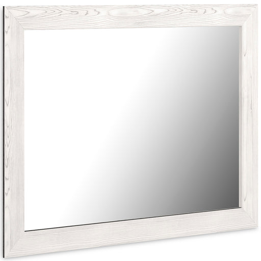 Ashley Furniture Gerridan bedroom mirror with a sleek, modern design, angled view showing its elegant frame and reflective surface.
