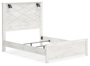 Ashley Furniture Gerridan bedroom set includes a bed frame, nightstands, and dresser in a modern design, shown from an angled view.