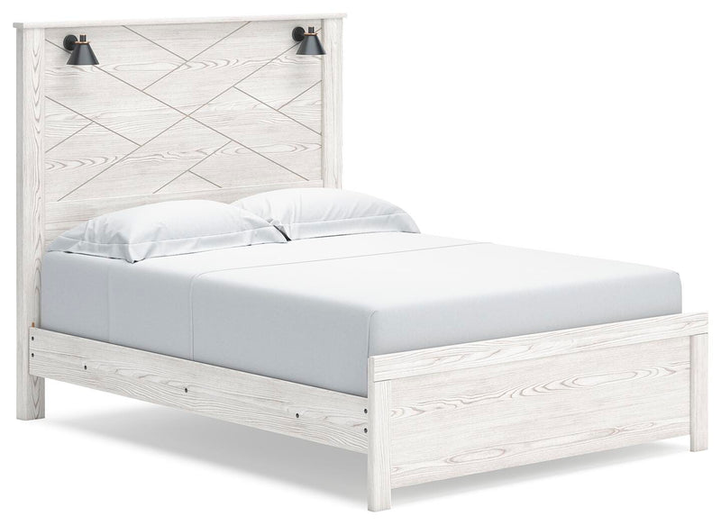 Ashley Furniture Gerridan bedroom set featuring a bed with a stylish headboard and matching nightstands, shown from an angled view.