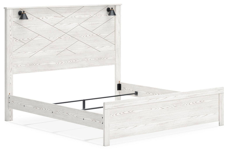 Ashley Furniture Gerridan bedroom set featuring a bed frame, matching nightstands, and dresser in a modern bedroom design.