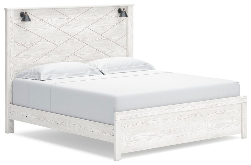 Ashley Furniture Gerridan bedroom set with a bed, nightstands, and dresser in a modern bedroom scene.
