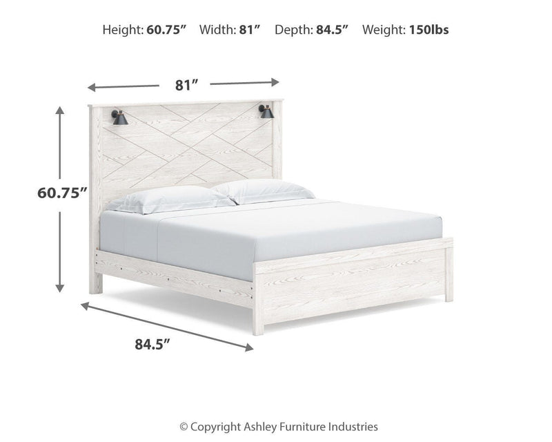 Ashley Furniture Gerridan bedroom set featuring a bed frame, nightstands, and dresser in a modern design.