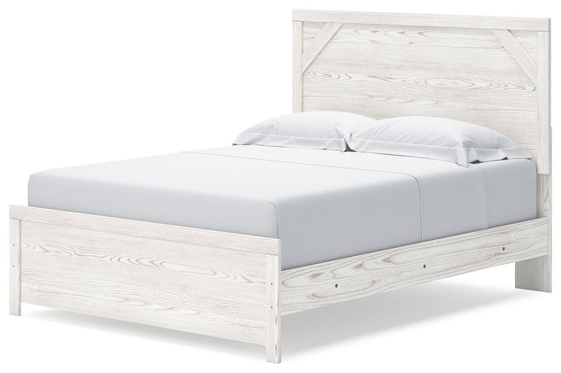 Ashley Furniture Gerridan bedroom set includes a bed, dresser, and nightstands with a modern design and wood finish.
