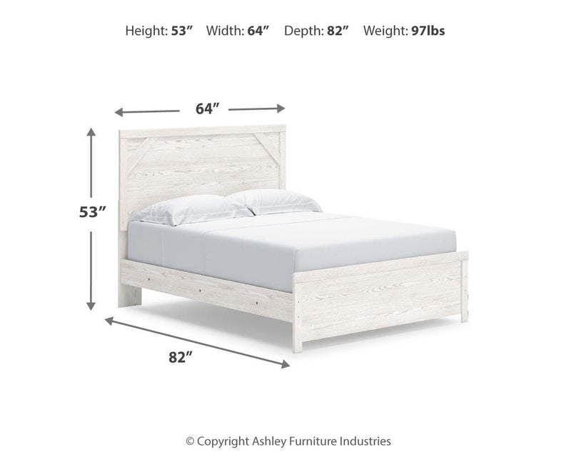 Ashley Furniture Gerridan bedroom set with a modern bed frame, matching nightstands, and dresser in a stylish bedroom layout.