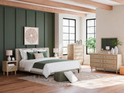 Ashley Furniture Cielden upholstered bed with roll slats, showcasing a stylish, padded headboard and sturdy frame in a modern bedroom setting.