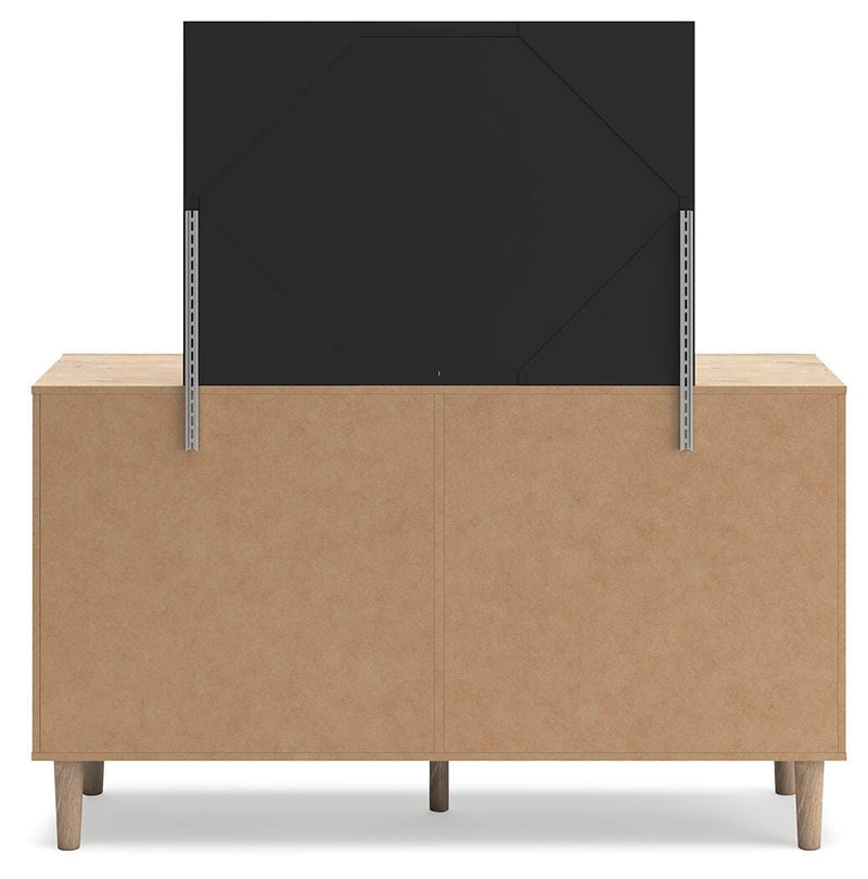 Ashley Furniture Cielden bedroom set with a bed, nightstands, and dresser, showcasing a modern wood finish and sleek design.