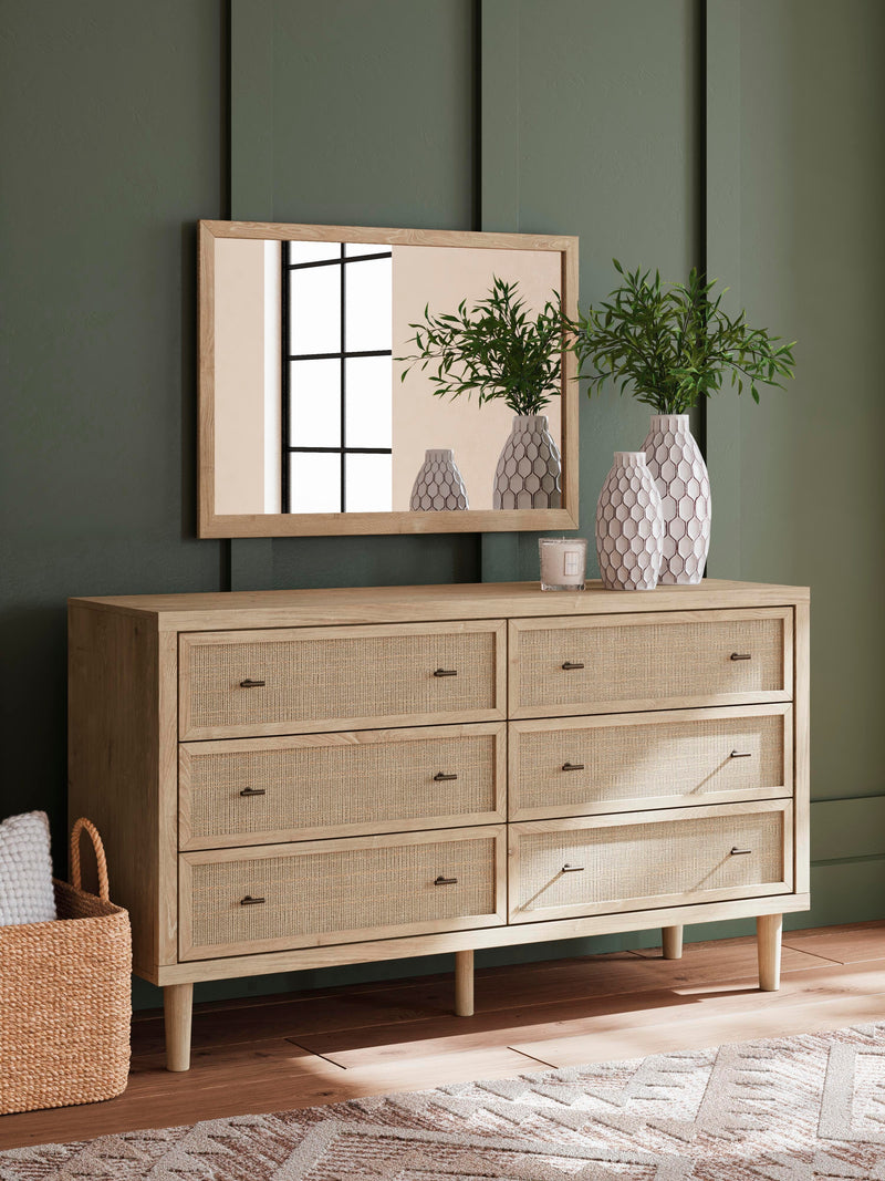 Ashley Furniture Cielden dresser with matching mirror, wooden storage unit with multiple drawers and elegant design.