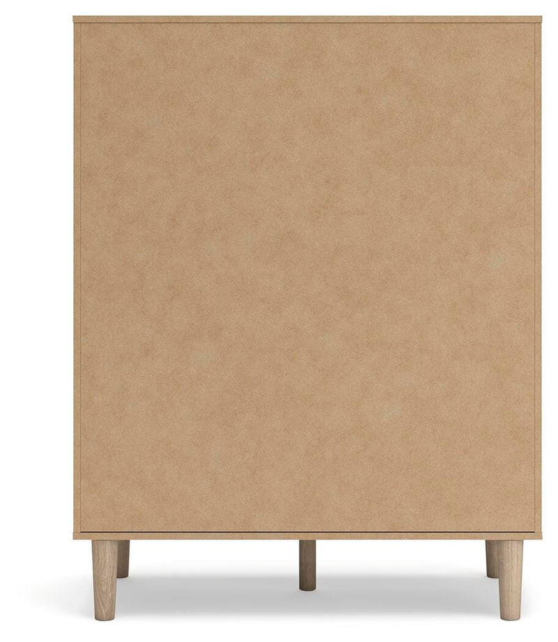 Back view of Ashley Furniture Cielden chest of drawers showing dark wood finish and classic design details.