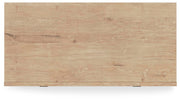 Ashley Furniture Cielden Chest of Drawers with a wooden finish and multiple drawers for storage, shown in a close-up view.