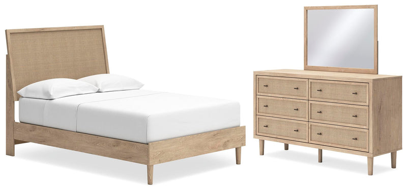 Ashley Furniture Cielden bedroom set featuring a bed frame, matching nightstands, and a dresser in a modern bedroom design.