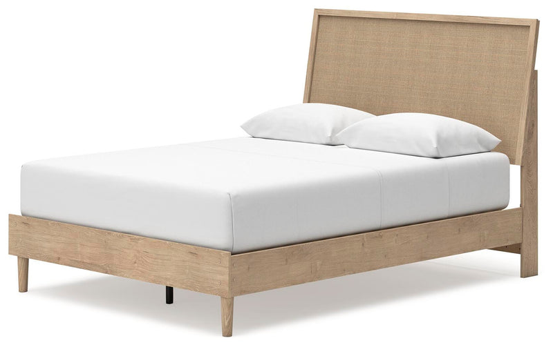 Ashley Furniture Cielden bedroom set featuring a bed, dresser, and nightstands with a modern wood finish and stylish design.