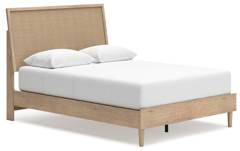 Ashley Furniture Cielden bedroom set featuring a bed, matching nightstands, and a dresser in a modern bedroom scene.
