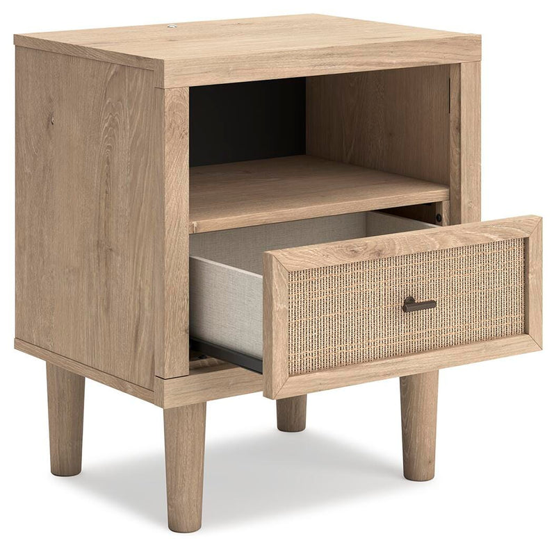 Ashley Furniture Cielden bedroom set shown from an angled open view, featuring a stylish bed frame, nightstands, and coordinated bedroom furniture.
