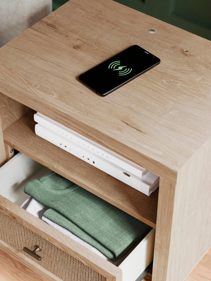 Ashley Furniture Cielden bedroom set with a bed, dresser, and nightstands in a modern bedroom scene.