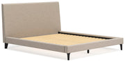 Ashley Furniture Cielden upholstered bed with roll slats, shown from an angled view with soft fabric upholstery and wooden frame.