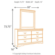 Ashley Furniture Huey Vineyard dresser and mirror set with a wooden finish, featuring a spacious dresser and matching mirror.