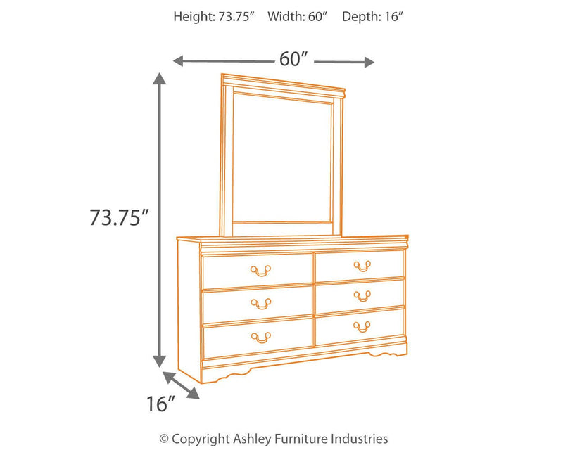 Ashley Furniture Huey Vineyard bedroom set includes a bed, dresser, and nightstands with a rustic wood finish.